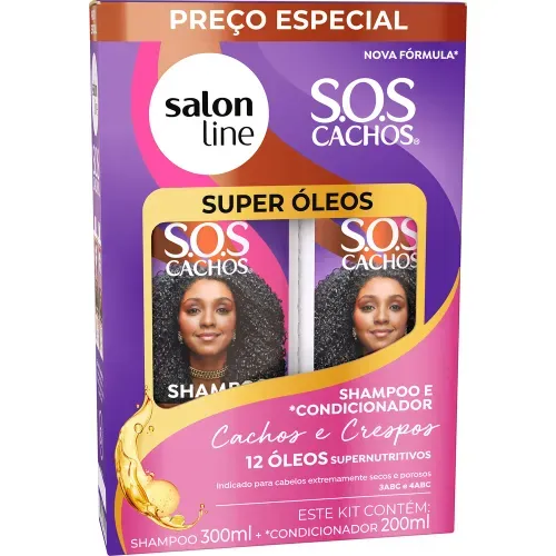 Kit Shampoo 300ml + Condicionador 200ml Salon Line SOS Cachos Super Óleos