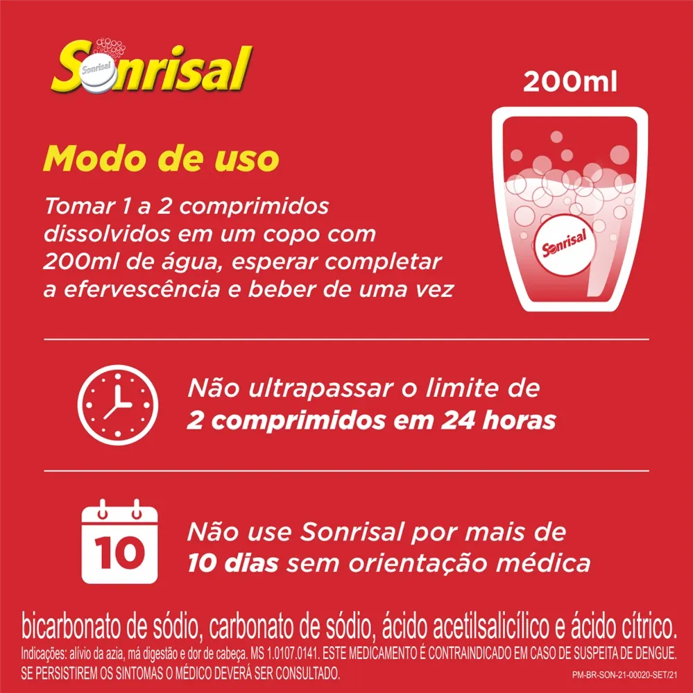 Encontraproduto.com.br - Sonrisal com 10 Comprimidos Efervescentes