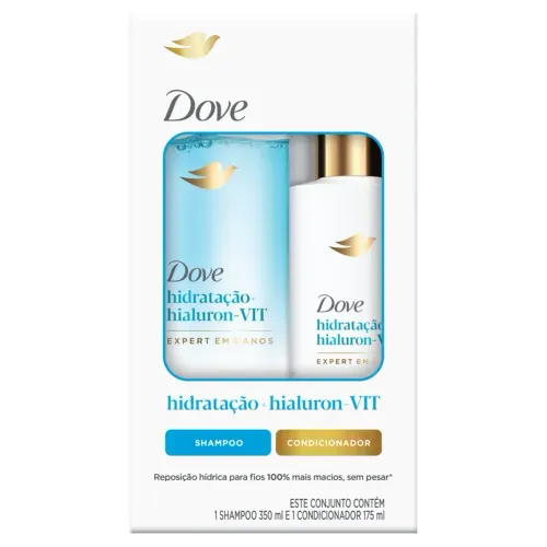 Kit Dove Shampoo 350ml + Condicionador 175ml Hidratação+ Hialuron-VIT
