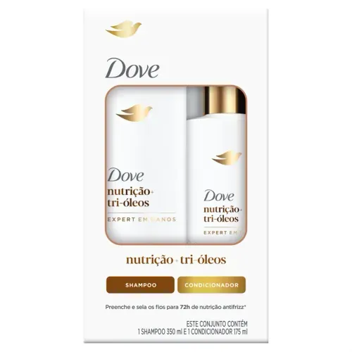 Kit Dove Shampoo 350ml + Condicionador 175ml Nutrição+ Tri-Óleos