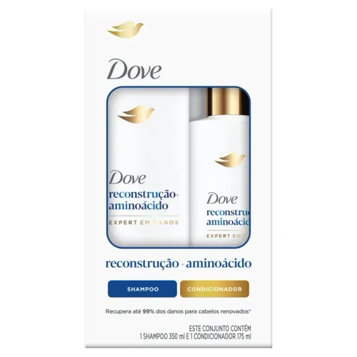 Kit Dove Shampoo 350ml + Condicionador 175ml Reconstrução+ Aminoácido