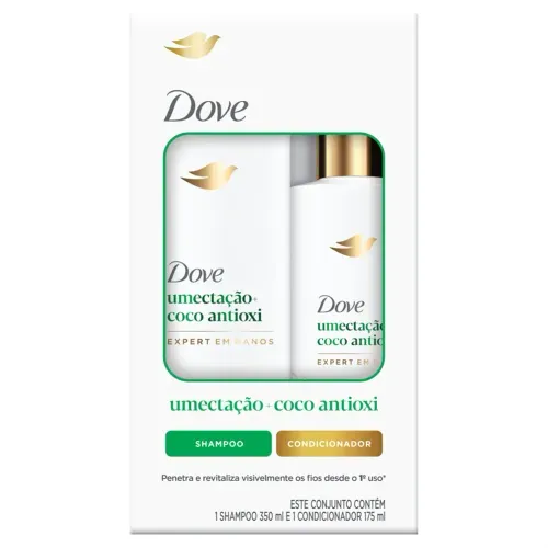 Kit Dove Shampoo 350ml + Condicionador 175ml Umectação+ Coco Antioxi