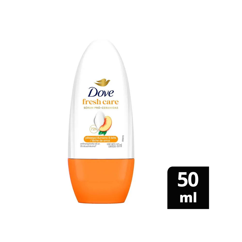 Desodorante Dove Roll On Fresh Care Pêssego e Leite de Arroz 50ml
