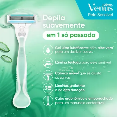 Aparelho de Barbear Gillette Vênus Pele Sensível com 1 Unidade