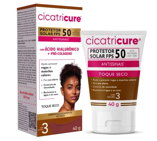 Protetor Solar Antissinais Cicatricure FPS 50 Cor Escura 3 40g
