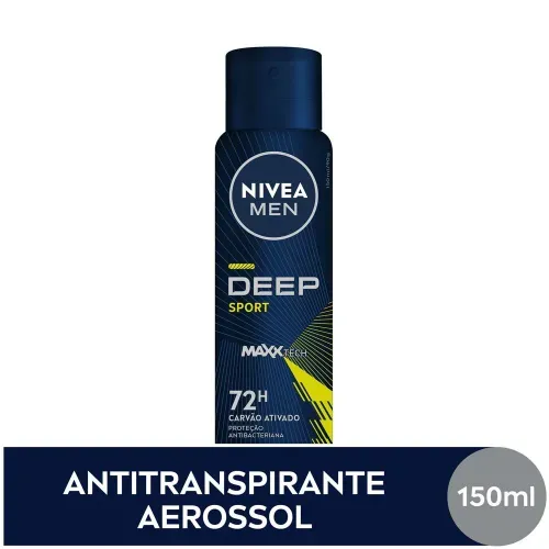 NIVEA MEN Antitranspirante Aerossol Deep Sport MaxxTech Carvão Ativado 150ml
