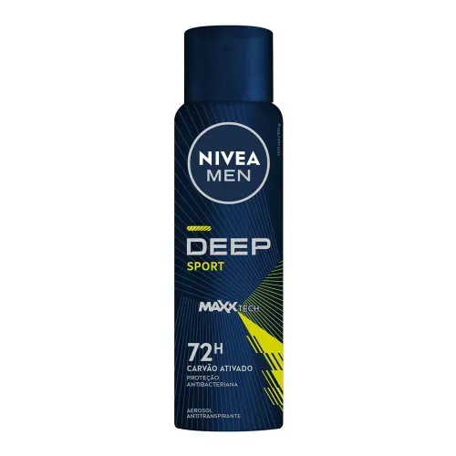 NIVEA MEN Antitranspirante Aerossol Deep Sport MaxxTech Carvão Ativado 150ml
