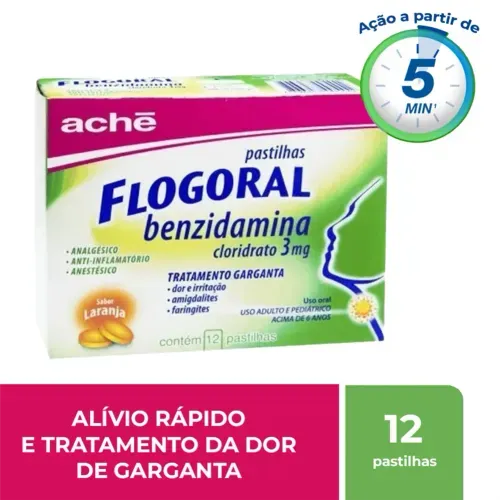 Flogoral Laranja com 12 Pastilhas