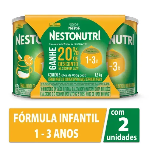 Fórmula Infantil de Seguimento para Crianças de Primeira Infância NESTONUTRI Lata 2 Unidades 1,6kg