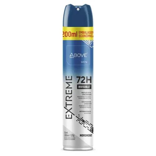Antitranspirante Aerossol Above Men Extreme Invisible Movement 200ml Spray Embalagem Econômica