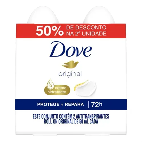Desodorante Roll On Pack Dove Original com 2 Unidades 50ml