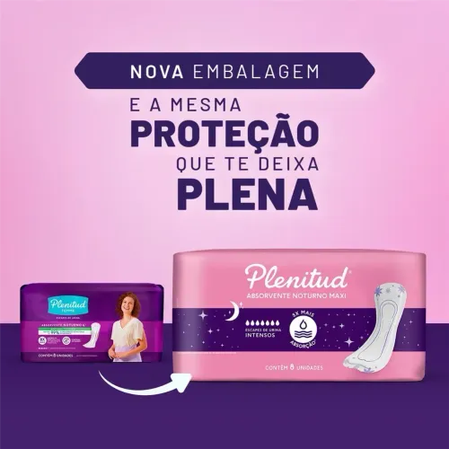 Absorvente para Incontinência Plenitud Femme Noturno Sem Abas com 08 Unidades