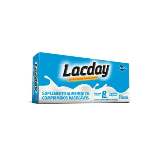 Enzima Digestiva Lacday 10.000 com 8 Comprimidos Mastigáveis