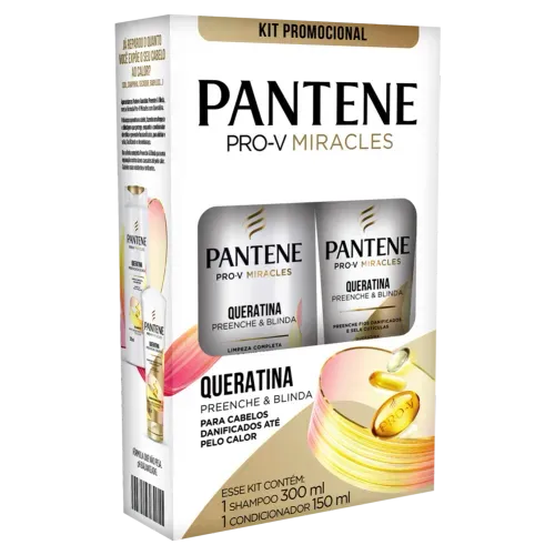 Kit Shampoo 300ml + Condicionador 150ml Pantene Queratina