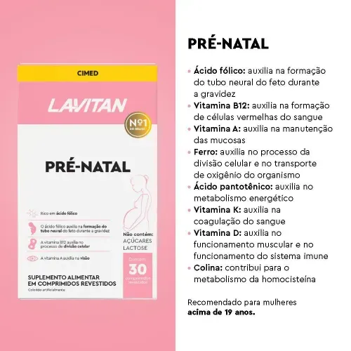 Lavitan Pré-Natal com 30 Comprimidos