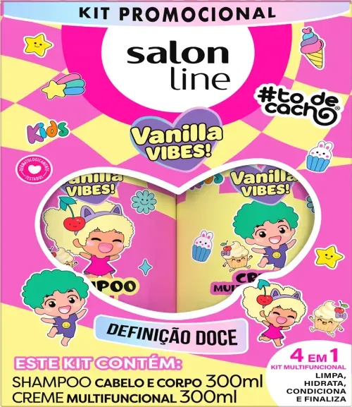 Kit Shampoo 300ml + Creme Multifuncional 300ml Salon Line #ToDeCacho Vanilla Vibes