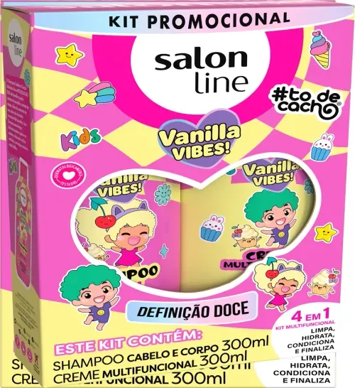 Kit Shampoo 300ml + Creme Multifuncional 300ml Salon Line #ToDeCacho Vanilla Vibes