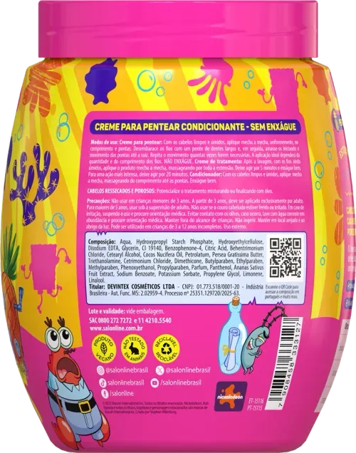 Creme para Pentear Salon Line Definição Máxima Bob Esponja 1kg