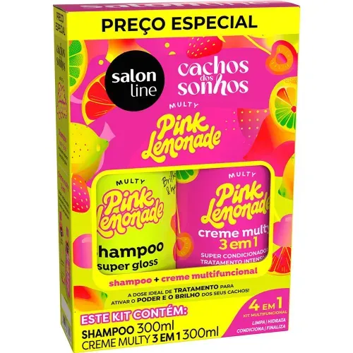 Kit Shampoo 300ml +  Creme Multifuncional 300ml Salon Line Multy Pink Lemonade