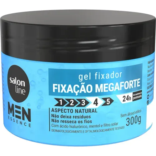 Gel Fixador Fixação Mega Forte Salon Line Men Essence 300g