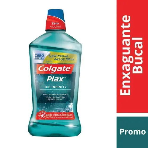 Enxaguante Bucal Colgate Plax Ice Infinity Leve 1000ml Pague 700ml