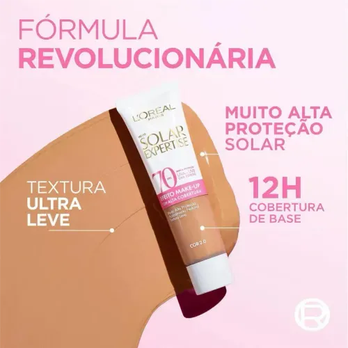 Protetor Solar Facial FPS 70 L'Oreal Paris Solar Expertise Efeito Make Up Cor 2.0 30g