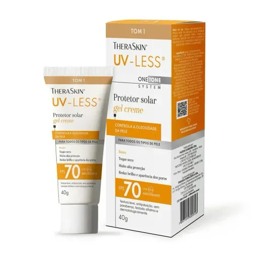 Protetor Solar Facial Gel Creme TheraSkin UV-Less FPS 70 Tom 1 40g