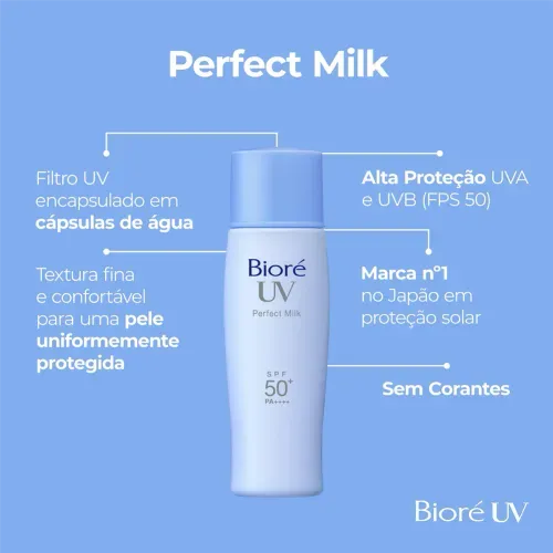 Protetor Solar Facial FPS 50 Bioré UV Perfect Milk 40ml