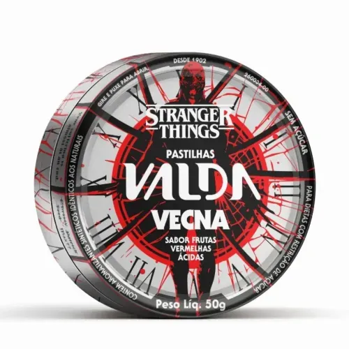 Pastilha Valda Stranger Things Vecna Frutas Vermelhas Ácidas Lata 50g