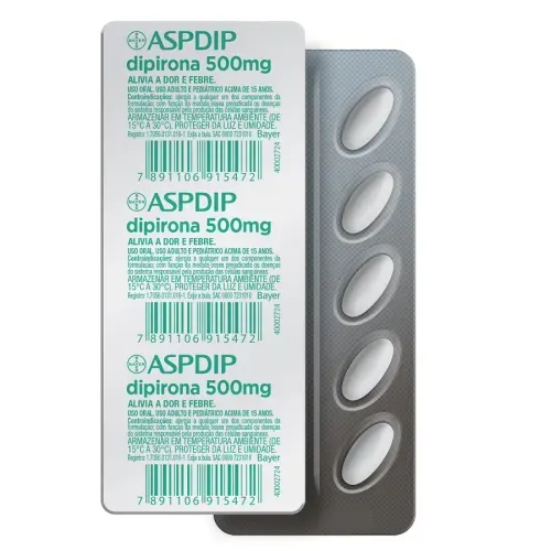 Aspdip Dipirona Monoidratada 500mg com 10 Comprimidos
