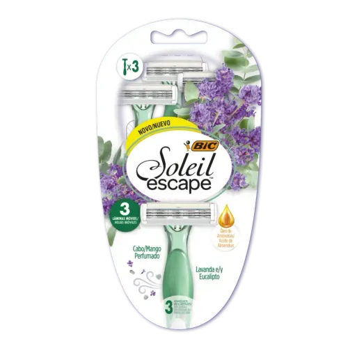 Aparelho de Depilação Bic Soleil Escape Lavanda e Eucalipto com 3 Unidades