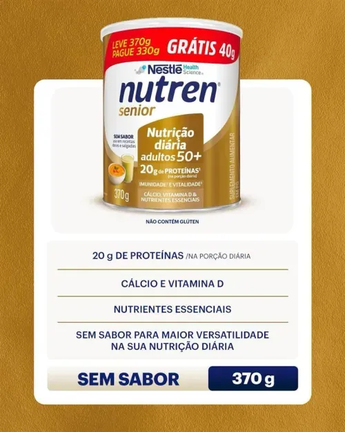 Complemento Alimentar Nutren Senior Sem Sabor 370g Leve 370g e Pague 330g