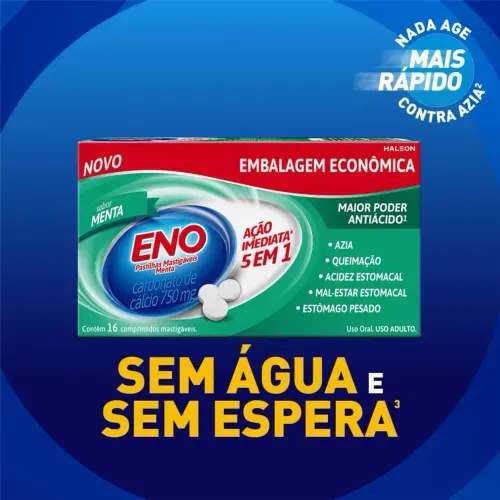 Pastilhas Mastigaveis Eno Sabor menta com 16 Pastilhas