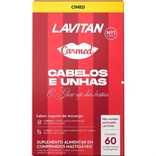 Lavitan Carmed Cabelos e Unhas com 60 Comprimidos Mastigaveis