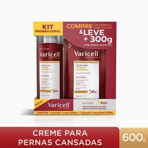 Kit Varicell Creme para Pernas Cansadas 300g + Refil 300g
