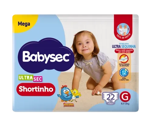 Fralda Babysec Ultra Sec Shortinho Mega G com 22 Unidades