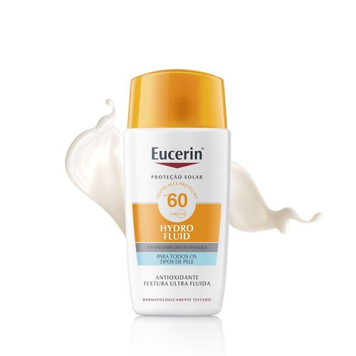 EUCERIN Protetor Solar Facial Ultra Fluido FPS 60 50ml, Hydro Fluid, Antioleosidade, Antioxidante, Rosto, Proteção UVA, UVB e Luz Visível