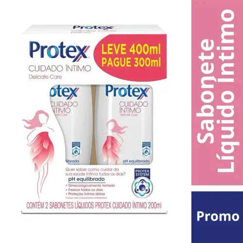 Sabonete Líquido Íntimo Protex Cuidado Íntimo Pack com 2 Unidades 400ml