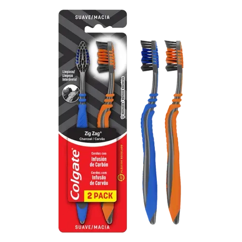 Escova Dental Colgate Zig Zag Carvão Pack com 2 Unidades