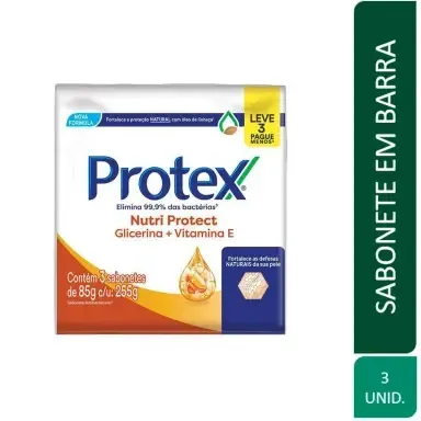 Sabonete Barra Protex Nutri Protect Vitamina E 85g com 3 Unidades