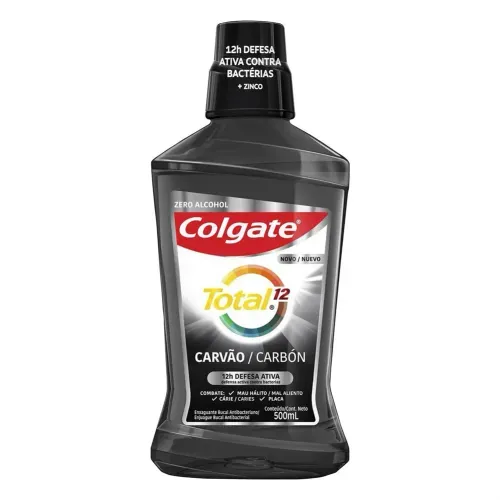 Enxaguante Bucal Colgate Plax Total 12 Carvão 500ml
