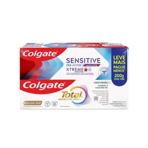 Kit Creme Dental Colgate Sensitive Pro Alivio Imediato Xtreme 110g + Total 12 Original Mint 90g