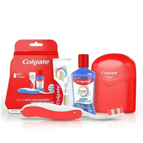 Kit Viagem Colgate Total Antisséptico Bucal 60ml +Creme Dental 30g + Escova Dental Portátil