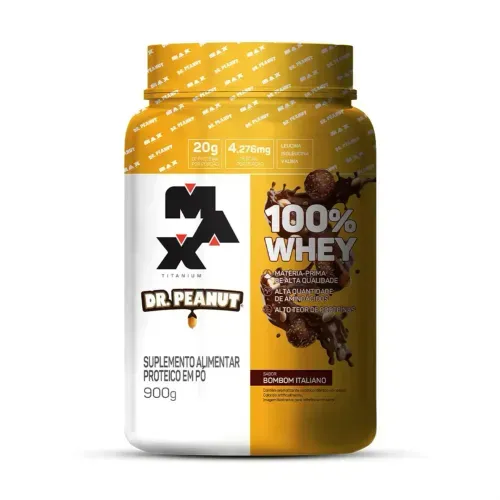 Whey Protein 100% Max Titanium Dr. Peanut Sabor Bombom Italiano 900g
