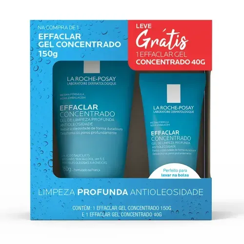 Kit Gel de Limpeza Facial Effaclar Concentrado 150g Grátis Gel Concentrado 40g