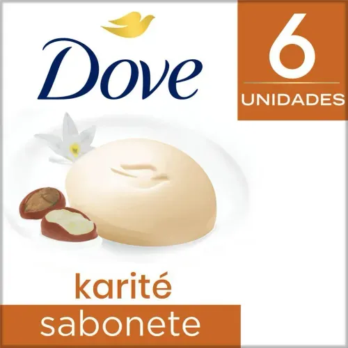Kit Sabonete Barra Dove Delicious Care Karité e Baunilha 90g Com 6 Unidades