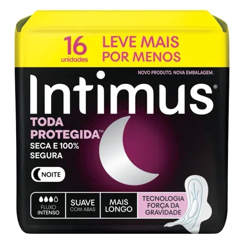 Absorvente Intimus Noturno Toda Protegida Cobertura Suave Com Abas 45 unidades