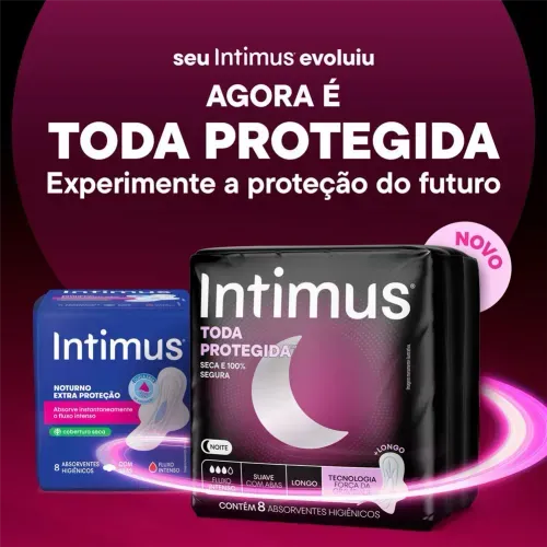 Absorvente Intimus Noturno Toda Protegida Cobertura Seca Com Abas com 45 unidades