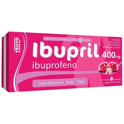 Ibupril Ibuprofeno 400mg com 8 Cápsulas