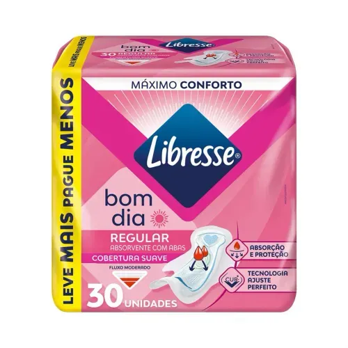 Absorvente com Abas Regular Suave Libresse com 30 Unidades